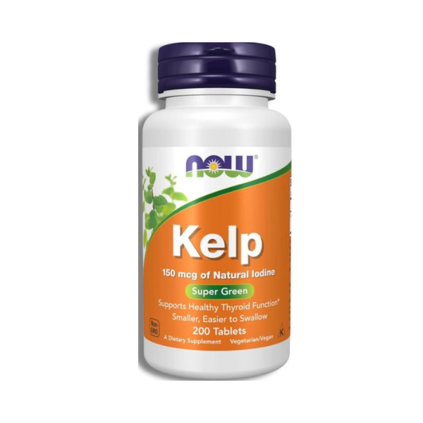 Untitled design (13) NOW Foods Supplements, Kelp 150 mcg of Natural Iodine, Super Green, 200 Tablets - Image 1